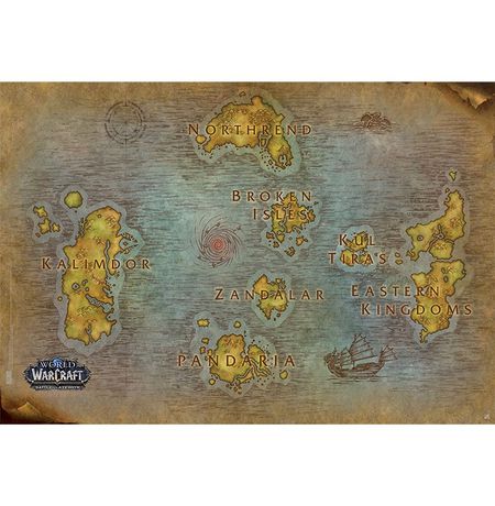Постер Варкрафт - Карта (World of Warcraft - Map) 92x61 см