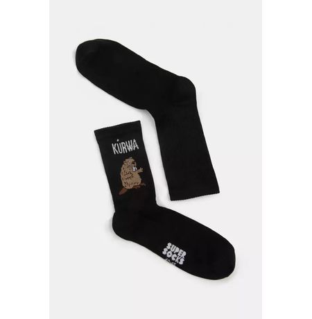 Носки SUPER SOCKS Бобер Курва, чёрные (размер 35-40)