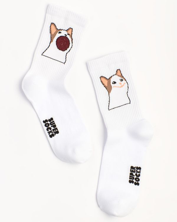 Носки SUPER SOCKS Кот А паттерн белые (размер 35-40)