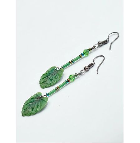 Серьги Монстера на бисере