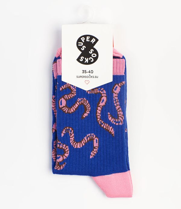 Носки SUPER SOCKS Червяки, синие (размер 35-40) изображение 2