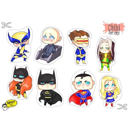 Набор наклеек Chibi Heroes
