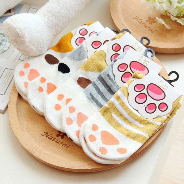 Носки Лапки котика бежевое пятно изображение 2