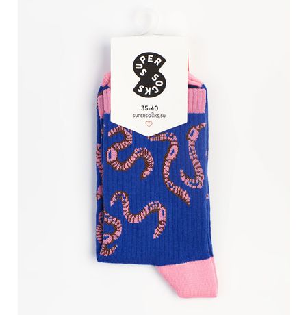 Носки SUPER SOCKS Червяки, синие (размер 35-40) изображение 2