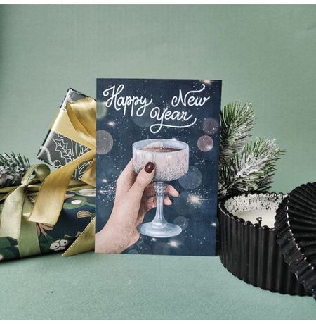 Открытка новогодняя Бокал The Catcards