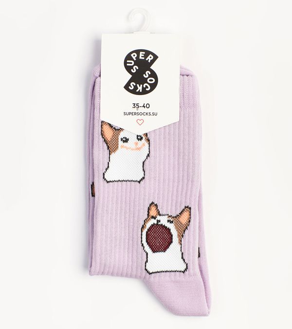 Носки SUPER SOCKS Кот А паттерн фиолетовые (размер 40-45) изображение 2