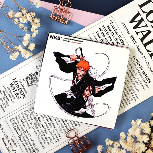 Наклейка Блич - Ичиго и Рукия (Bleach), стикер NKS card