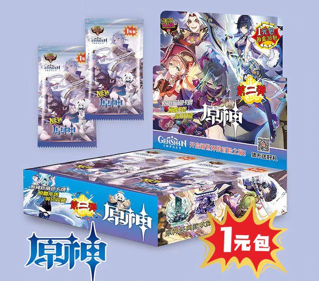 Коллекционные карточки Genshin Impact 5 штук в бустере Tier 1 Kaer (Геншин Импакт Синие)
