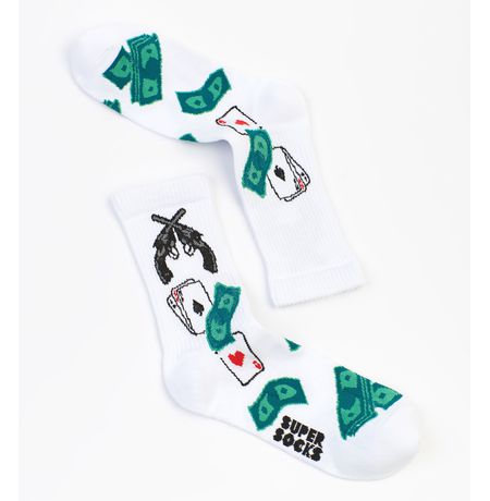 Носки SUPER SOCKS Карты, Деньги, 2 Ствола (размер 35-40)