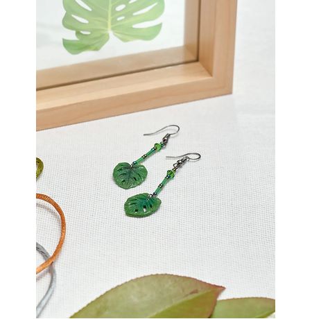 Серьги Монстера на бисере изображение 2