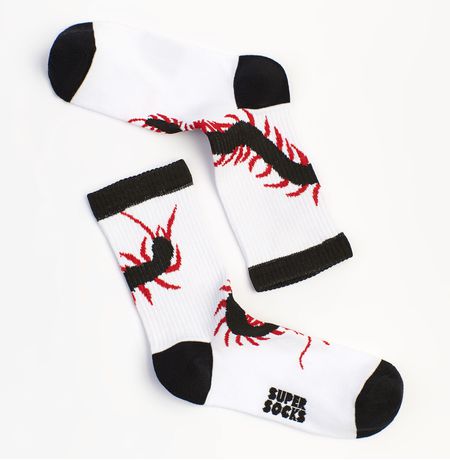 Носки SUPER SOCKS Сколопендра, белые (размер 35-40)
