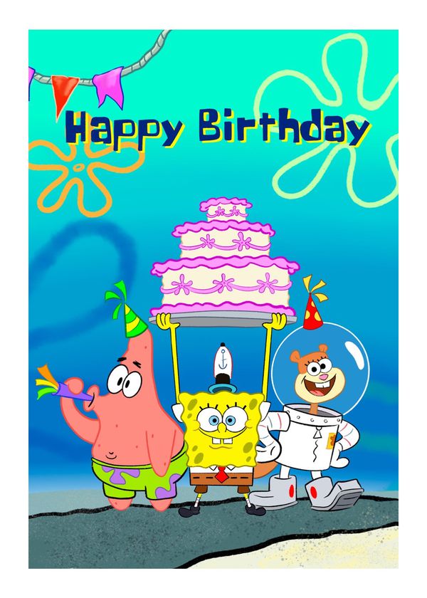 Открытка Спанч Боб - Happy Birthday