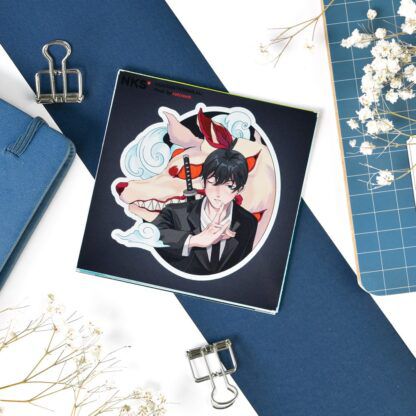 Наклейка Человек-Бензопила - Аки, стикер NKS card