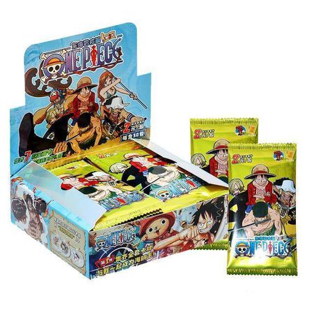 Коллекционные карточки One Piece Tier 2 - 5 штук в бустере (Большой Куш) голубой бокс