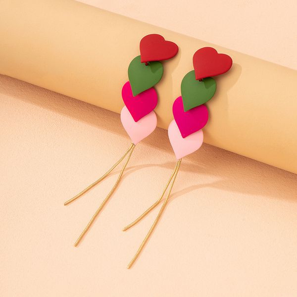 Серьги Четыре сердца, металл