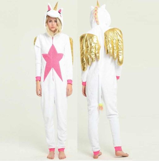 Пижама кигуруми Единорог крылатый со звездой, желтый