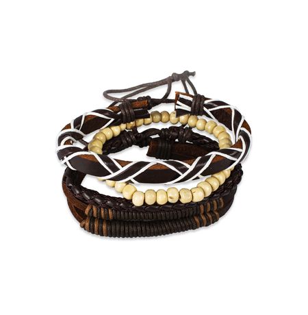 Набор браслетов Белый переплет, коричневый