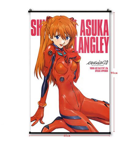 Постер Евангелион - Аска (Asuka Langley - Neon Genesis Evangelion) 60х90 см ткань