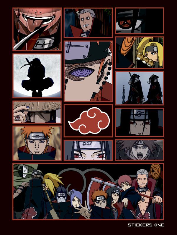 Набор стикеров Наруто Акацуки (Naruto)