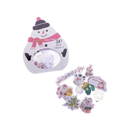 Набор наклеек Новогодние: Снеговик 40 шт в ассортименте
