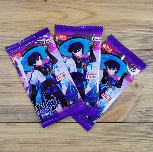Коллекционные карточки Genshin Impact Набор из 3 бустеров - Категория А (Геншин Импакт) Синий изображение 2