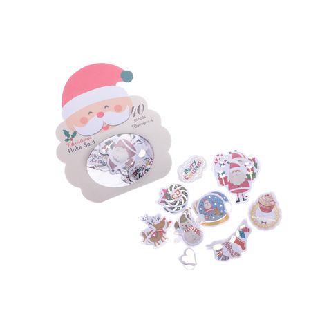 Набор наклеек Новогодние: Санта 40 шт в ассортименте