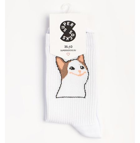 Носки SUPER SOCKS Кот А паттерн белые (размер 35-40) изображение 2