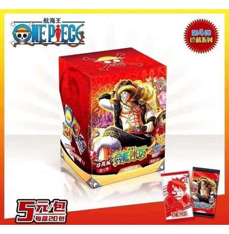 Бустер One Piece с коллекционными карточками Tier 3 - 5 штук в бустере (Большой Куш) красный бокс