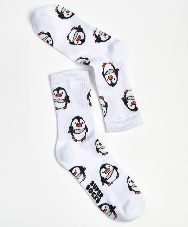 Носки SUPER SOCKS Пингвин, белые (размер 35-40) изображение 2