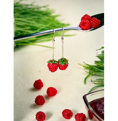 Серьги Малина на цепочке изображение 4