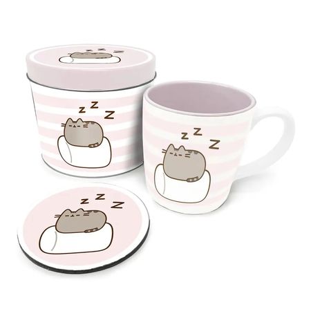 Подарочный набор Кот Пушин Зефирка - Кружка и баночка (Pusheen Cat) БЕЗ ПОДСТАВКИ