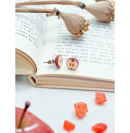 Серьги Яблоко половинки, гвоздики изображение 4