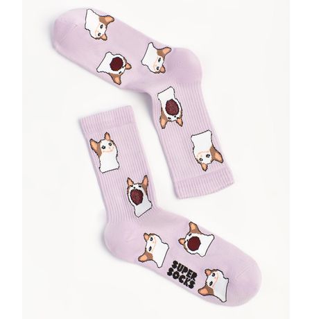 Носки SUPER SOCKS Кот А паттерн фиолетовые (размер 40-45)