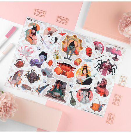 Набор стикеров Японские Демоны (Yokai) No kid's