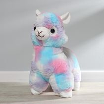 Мягкая игрушка Альпака пушистая, бело-голубая, 30 см