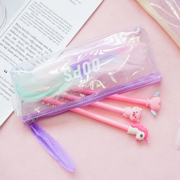 Пенал Прозрачный Перо, фиолетовый