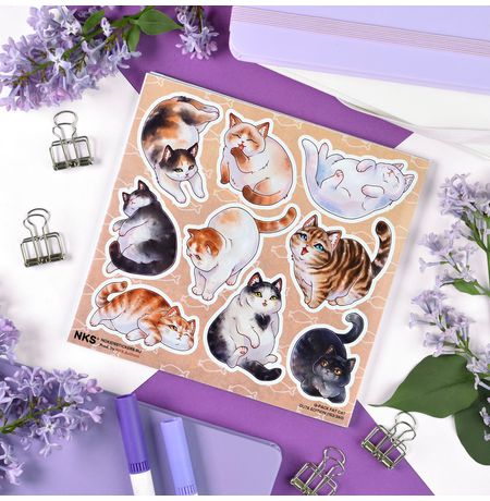 Наклейки Толстые котики, стикеры NKS Q-Pack
