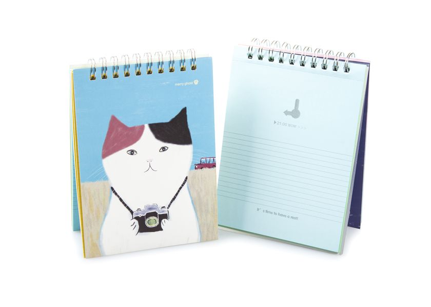 Блокнот Котик, с фотоаппаратом, на пружине