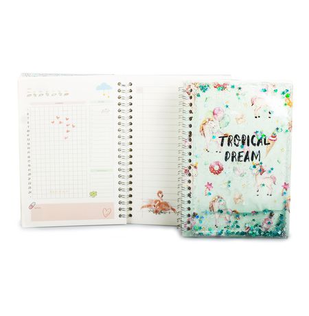 Блокнот Единорог в блестках на пружине