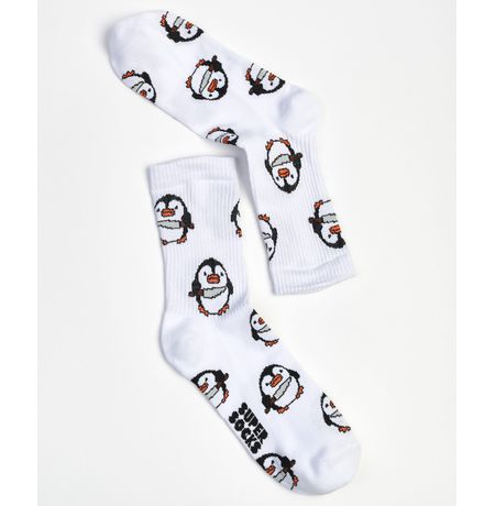Носки SUPER SOCKS Пингвин, белые (размер 35-40) изображение 2