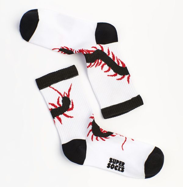 Носки SUPER SOCKS Сколопендра, белые (размер 35-40)