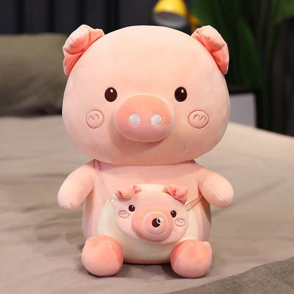 Мягкая игрушка Свинка с сумочкой, розовая 33 см изображение 2