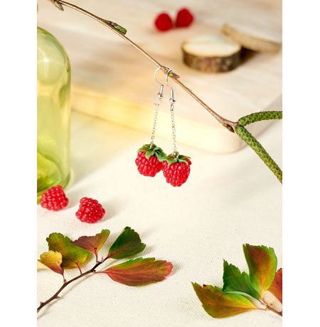 Серьги Малина на цепочке изображение 5