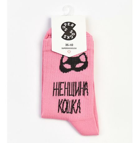 Носки SUPER SOCKS Женщина Кошка розовые (размер 35-40) изображение 2