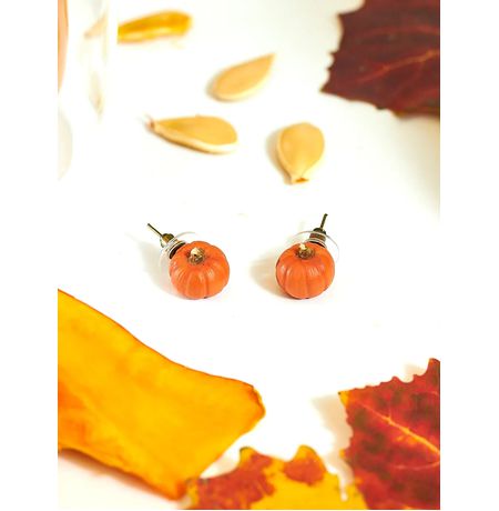 Серьги Тыква, гвоздики изображение 3