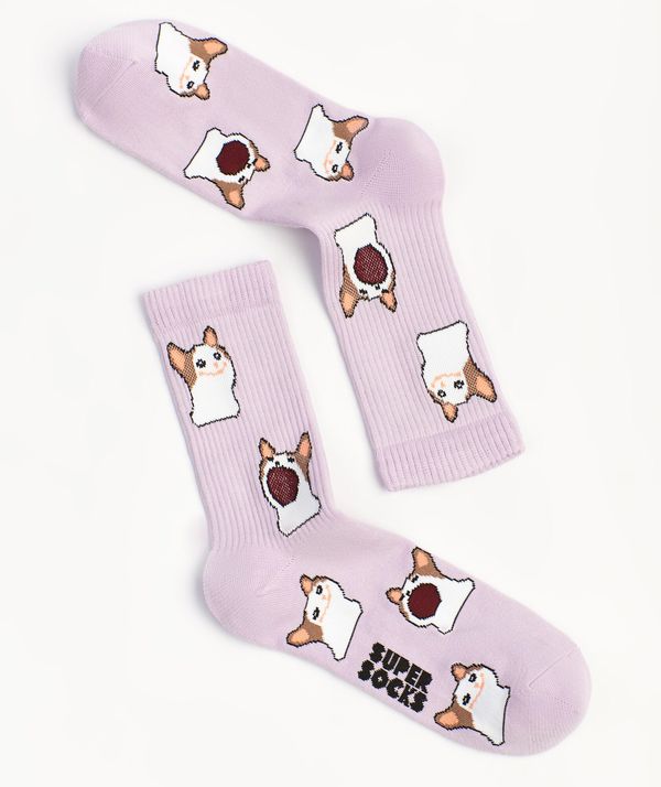 Носки SUPER SOCKS Кот А паттерн фиолетовые (размер 40-45)