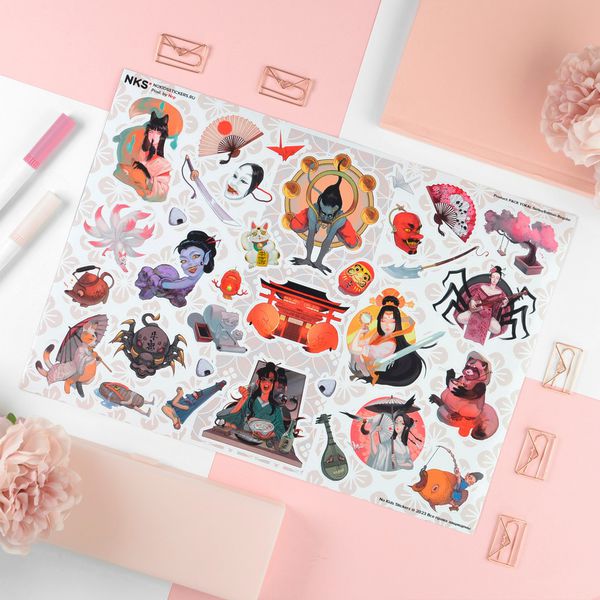 Набор стикеров Японские Демоны (Yokai) No kid's