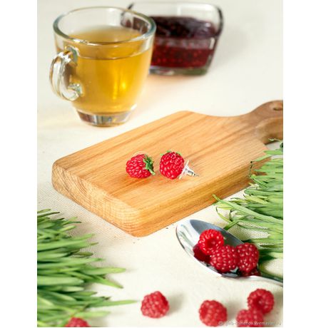 Серьги Малина с чашелистиком, гвоздики изображение 2