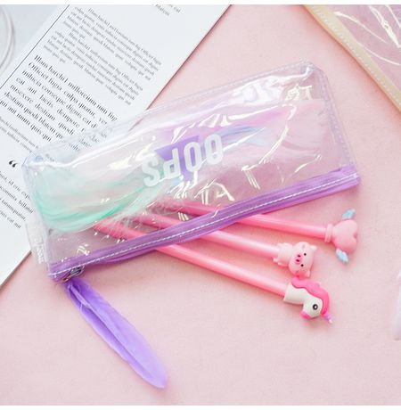 Пенал Прозрачный Перо, фиолетовый