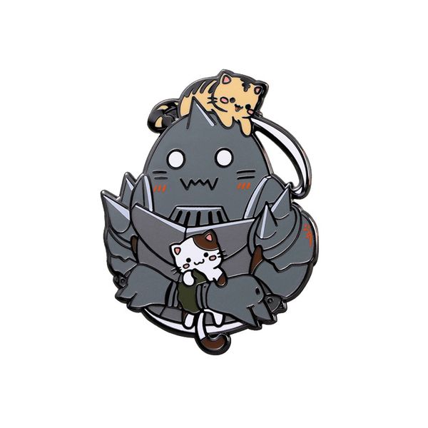 Значок Стальной Алхимик - Альфонс Элрик с котиками (пин, металл) изображение 3